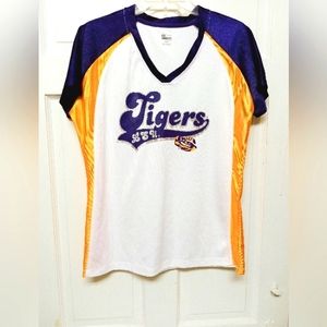 KA for Hers Knight LSU Tigers #18 Women's V Neck Jersey Shirt Size Large